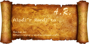 Alpár Renáta névjegykártya